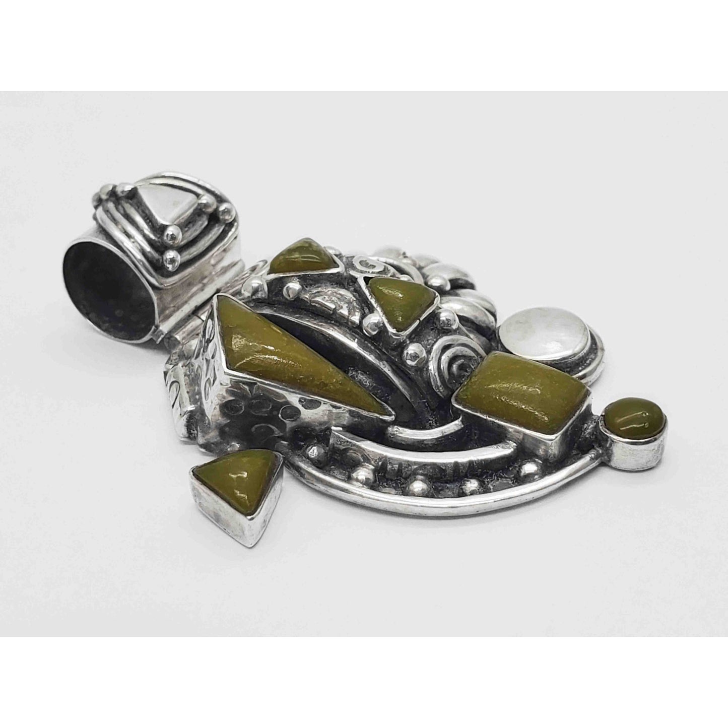 Victor Yurivilca Designer Serpentine Pendant Sterling Silver