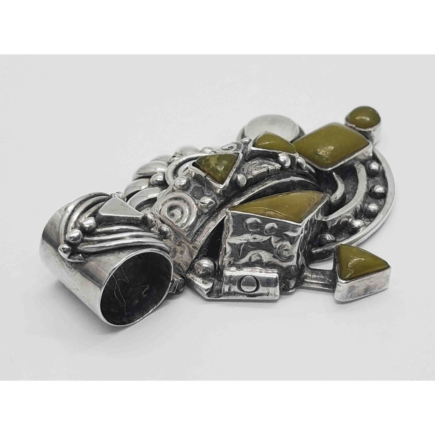 Victor Yurivilca Designer Serpentine Pendant Sterling Silver
