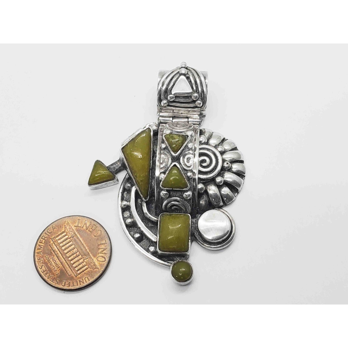 Victor Yurivilca Designer Serpentine Pendant Sterling Silver