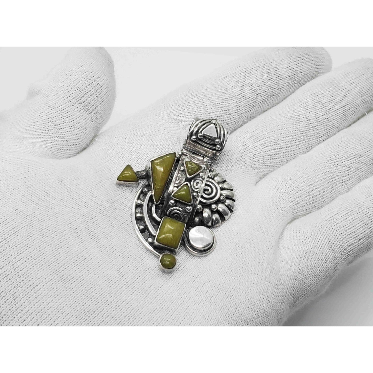Victor Yurivilca Designer Serpentine Pendant Sterling Silver