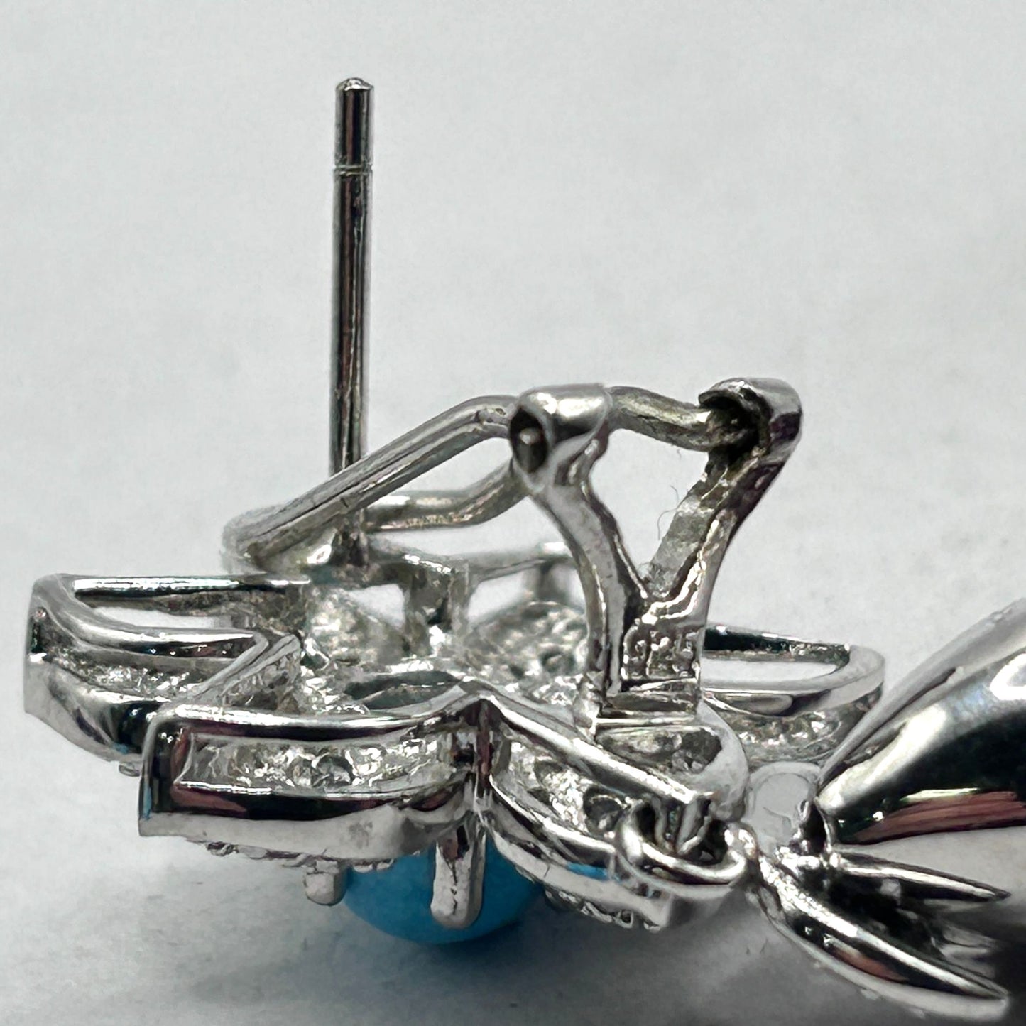 Sterling Silver Turquoise, White Zircon & Rhodolite Garnet Bead Dangle Earrings