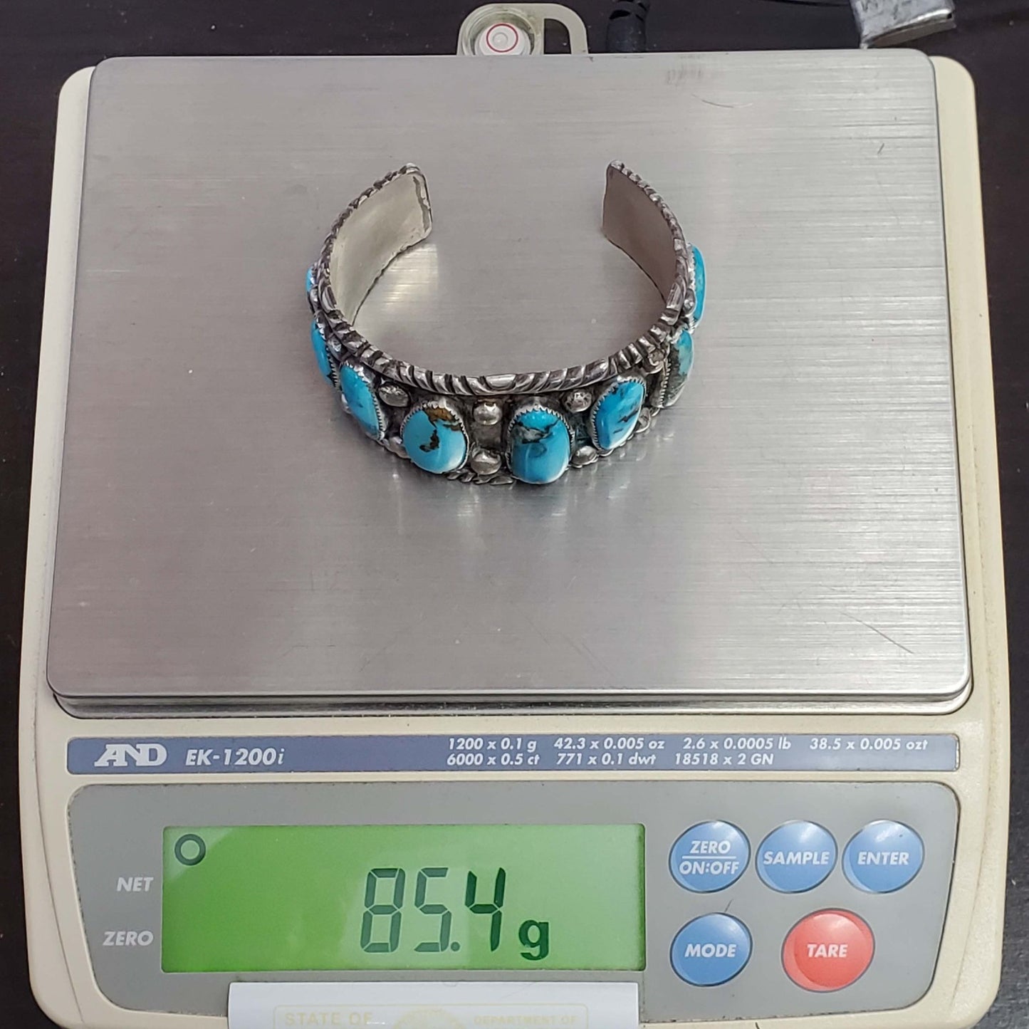 FJ Southwestern Turquoise Sterling Silver Cuff Bracelet 85.4 Grams