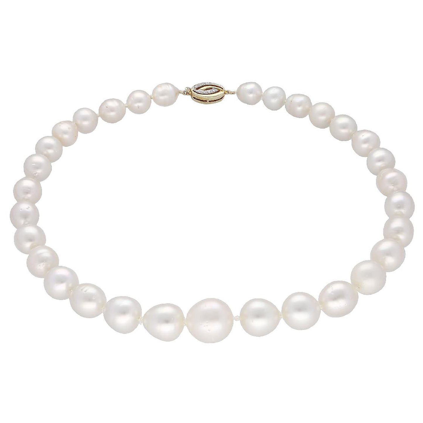South Sea Pearl Bead Necklace with Diamond 14k Gold Clasp & GIA Report