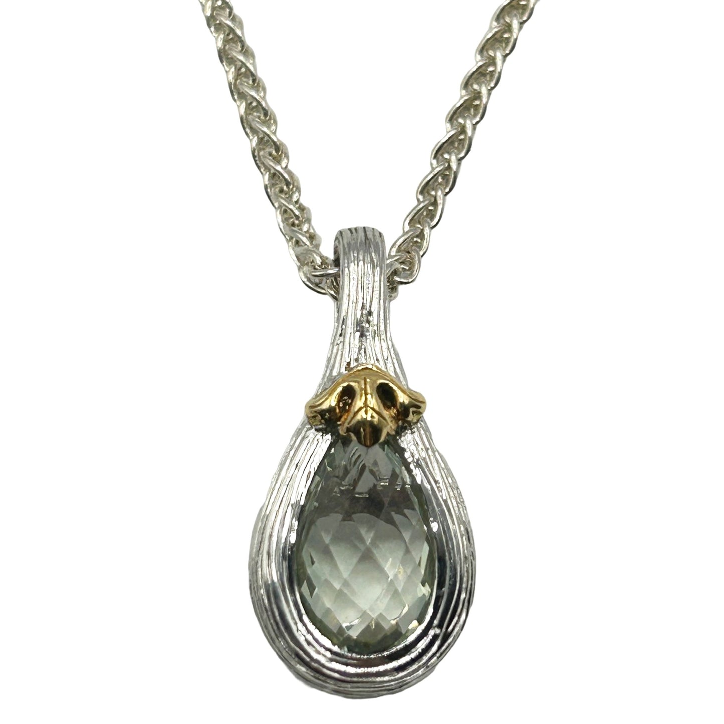 Ariva Sterling & 18K 1.40 cttw Green Quartz 16" Pendant Necklace