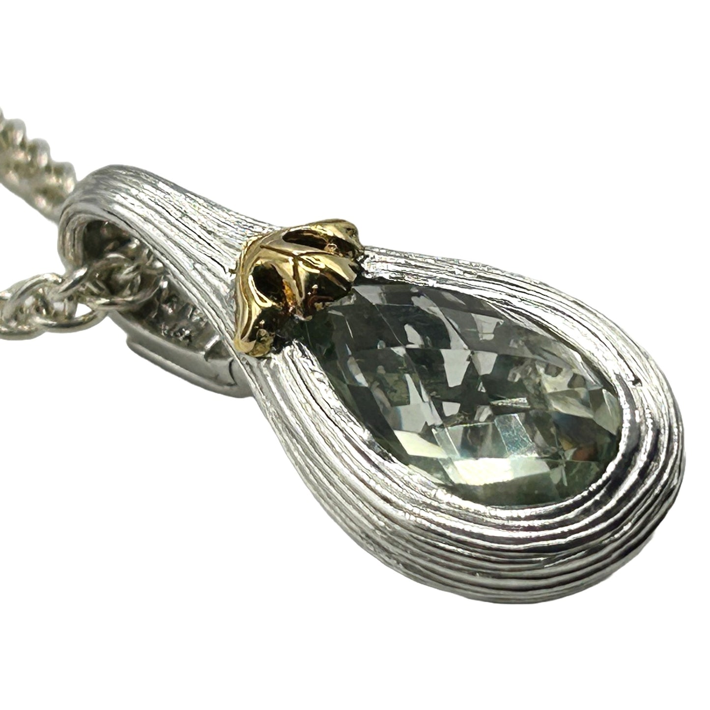 Ariva Sterling & 18K 1.40 cttw Green Quartz 16" Pendant Necklace