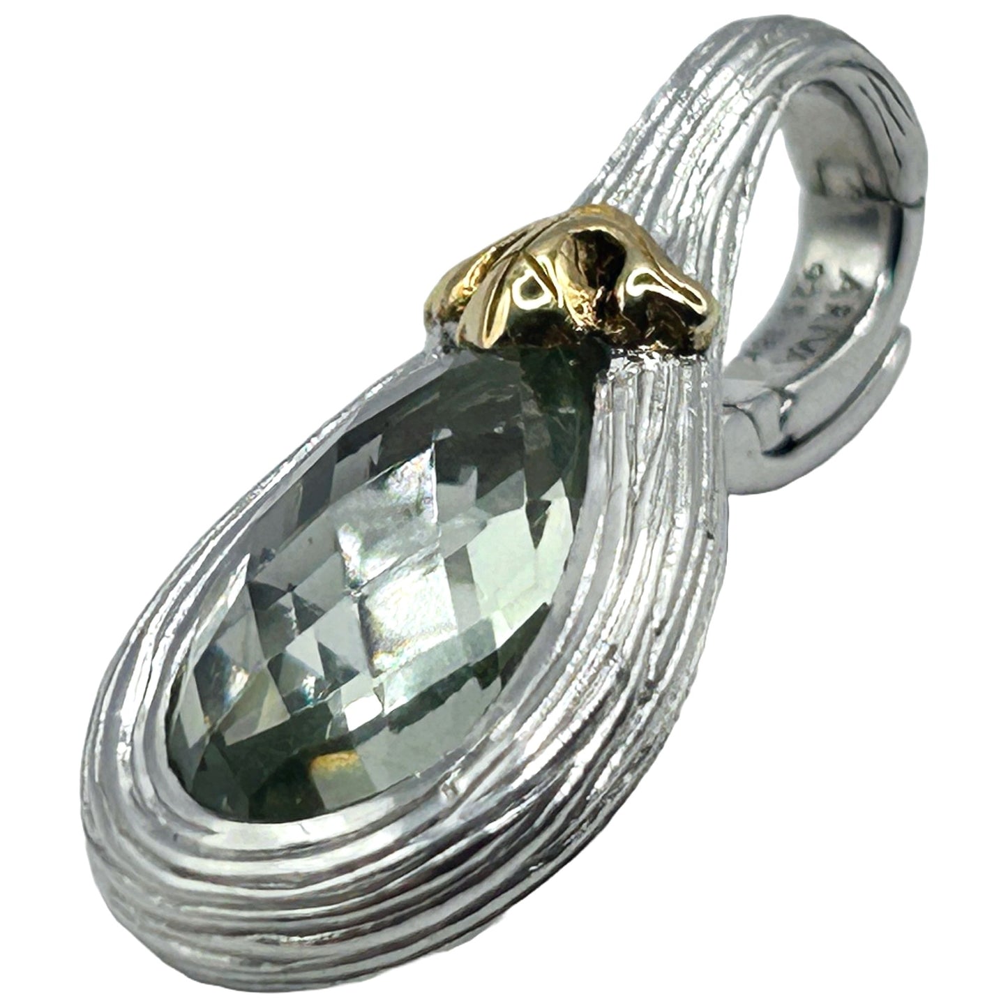 Ariva Sterling & 18K 1.40 cttw Green Quartz 16" Pendant Necklace