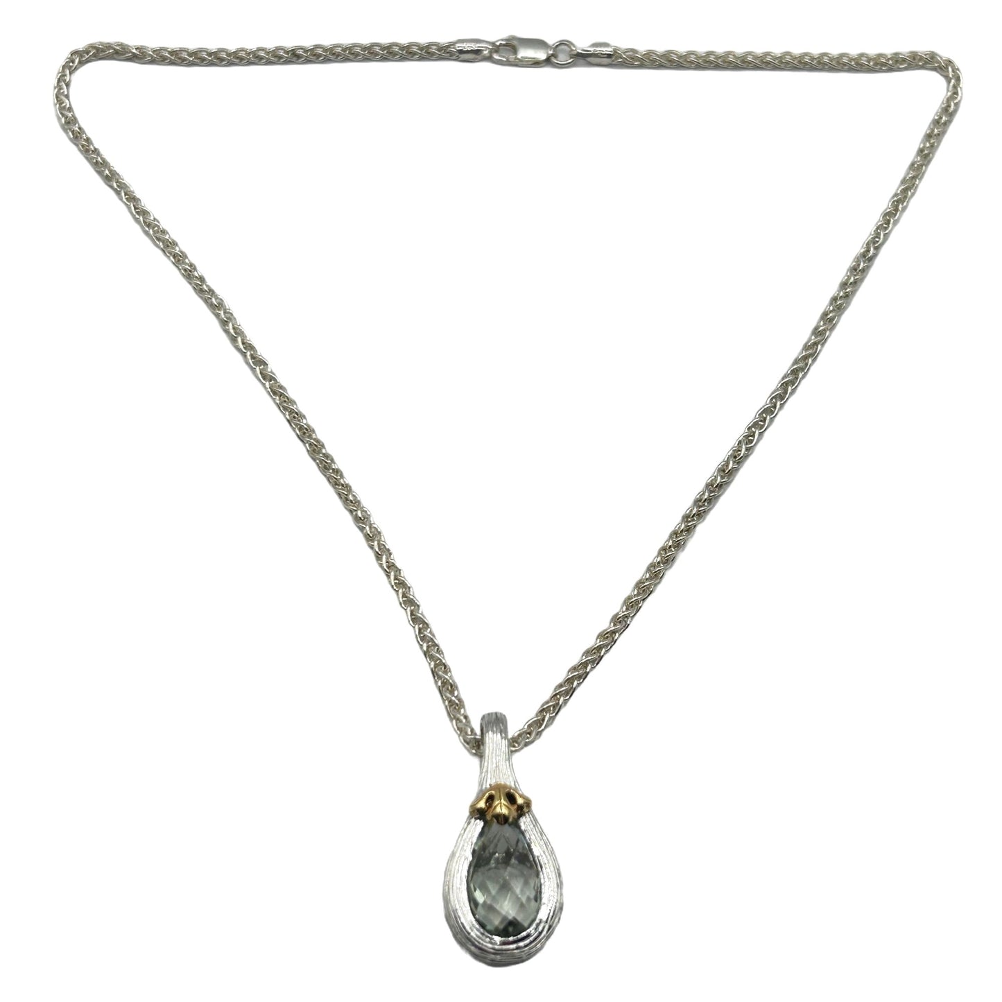 Ariva Sterling & 18K 1.40 cttw Green Quartz 16" Pendant Necklace
