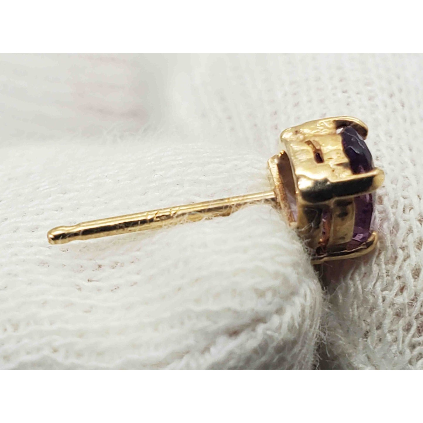 Natural Amethyst & Diamond Accent Dangle Drop Earrings 14k Gold