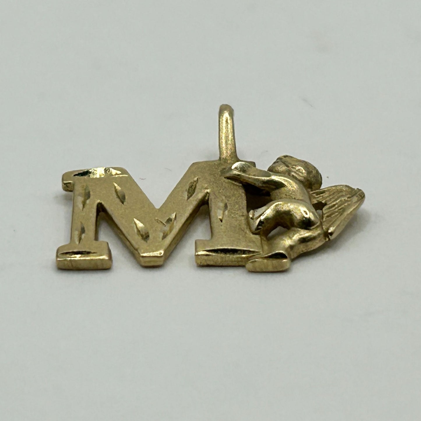 Vintage Michael Anthony 10k Gold Letter “M” & Cherub - Angel Pendant/Charm