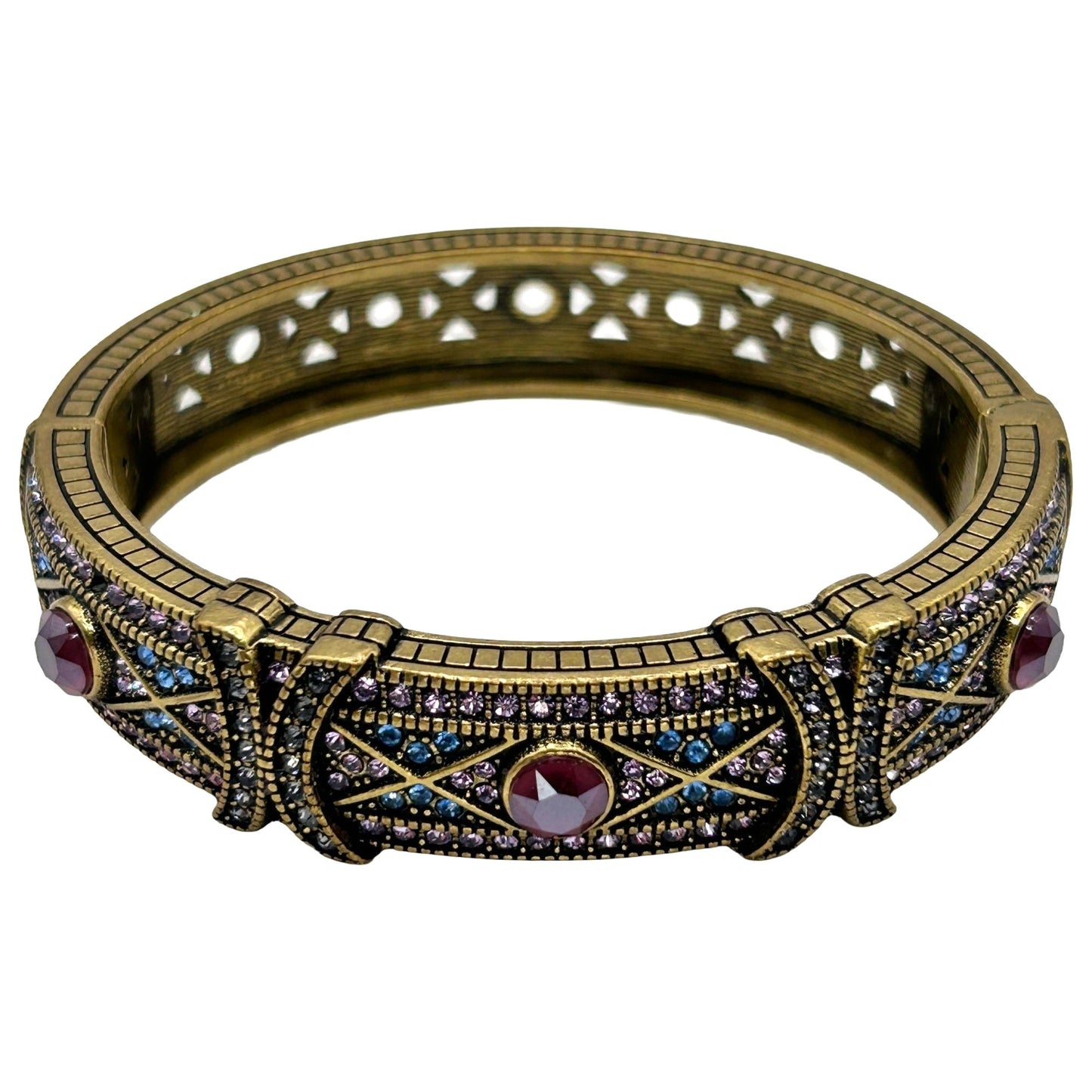 Heidi Daus Vintage Purple/Blue Crystal Hinged Bangle Bracelet
