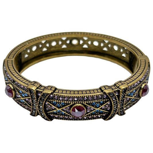 Heidi Daus Vintage Purple/Blue Crystal Hinged Bangle Bracelet