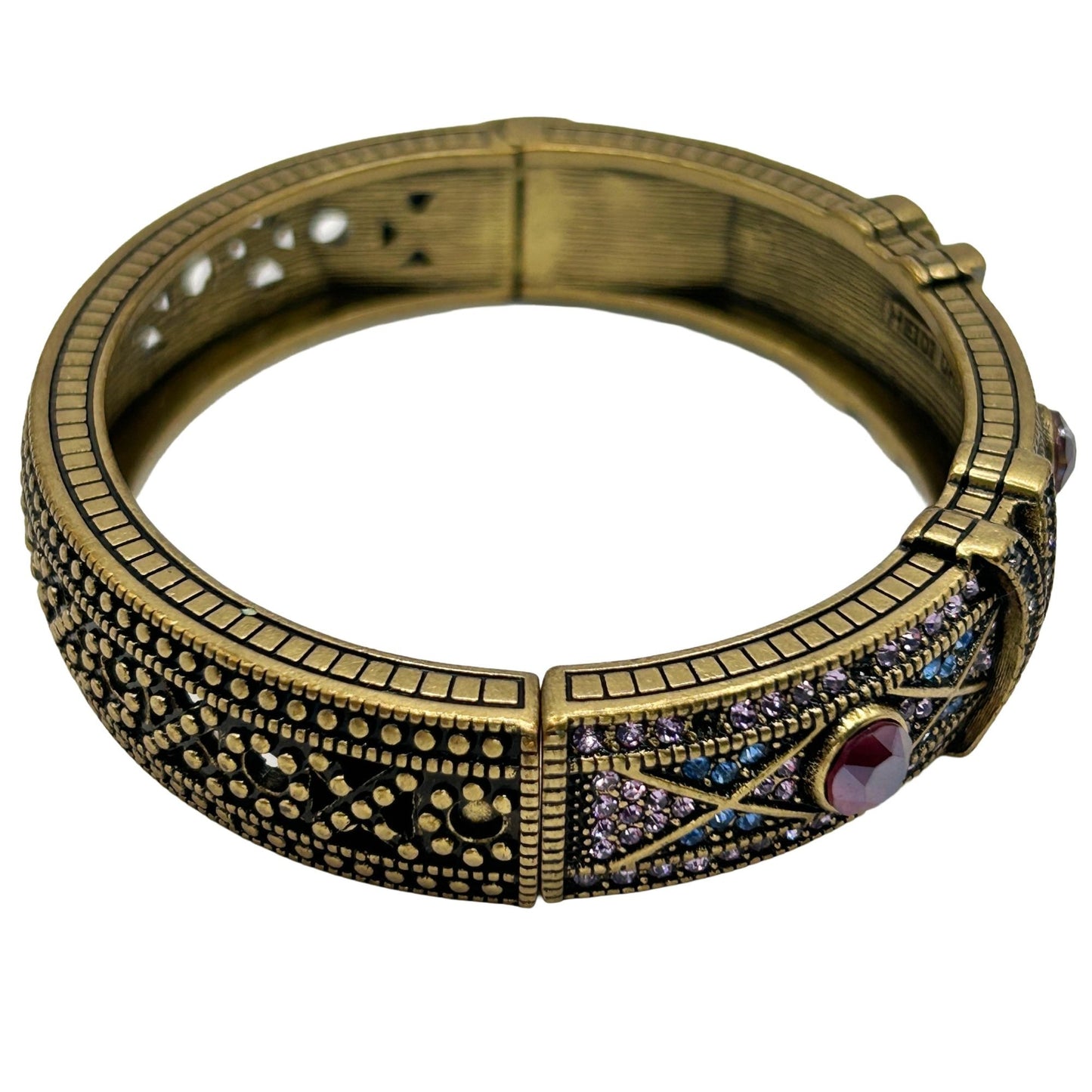 Heidi Daus Vintage Purple/Blue Crystal Hinged Bangle Bracelet