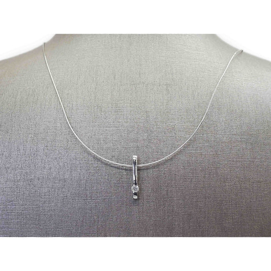 0.1 ctw Diamond V2000 Platinum Charm Pendant on 18k White Gold Chain
