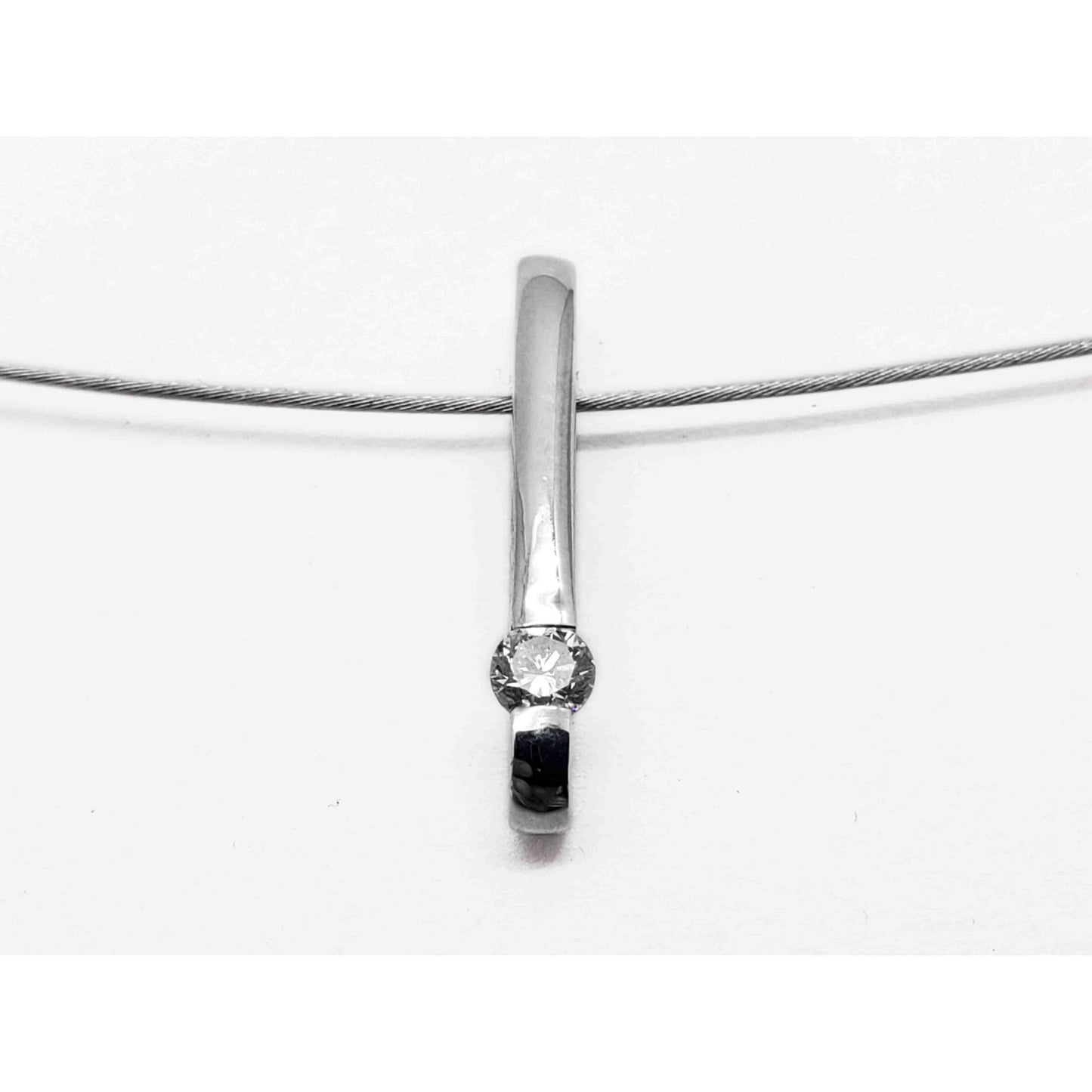 0.1 ctw Diamond V2000 Platinum Charm Pendant on 18k White Gold Chain