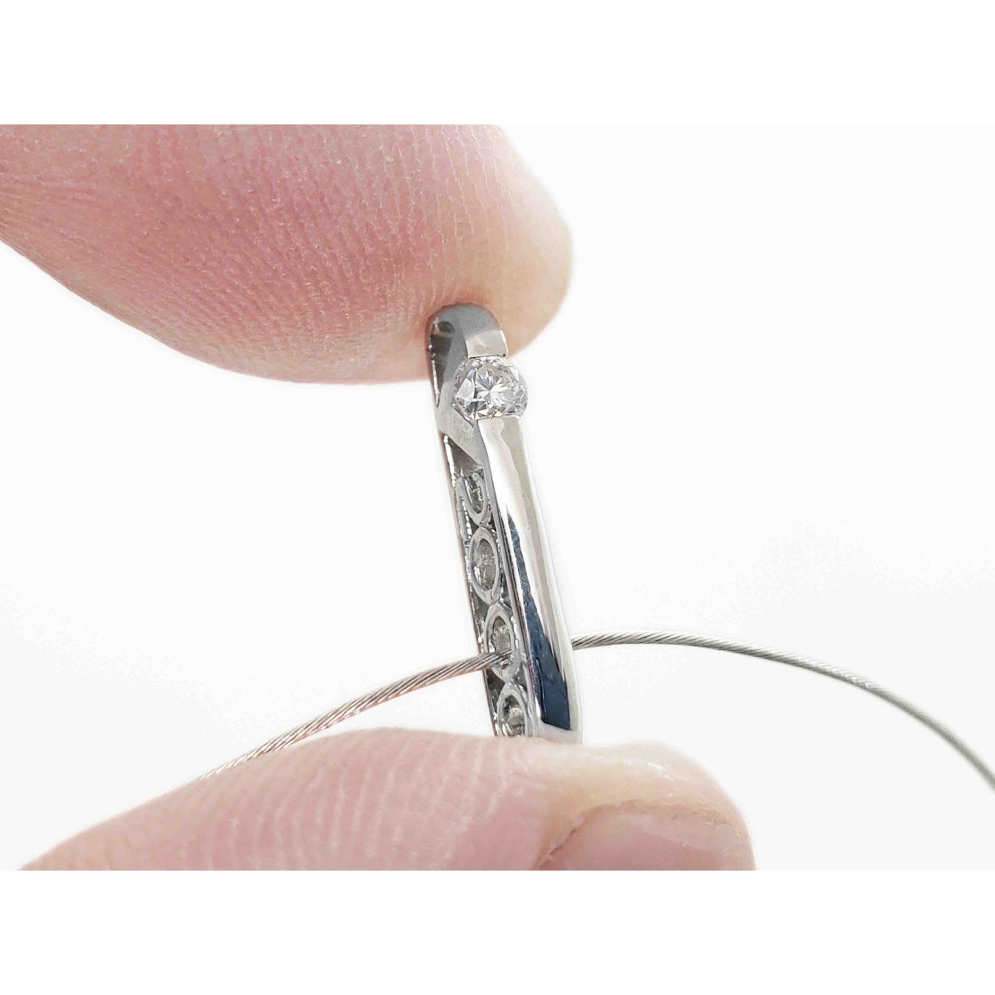 0.1 ctw Diamond V2000 Platinum Charm Pendant on 18k White Gold Chain