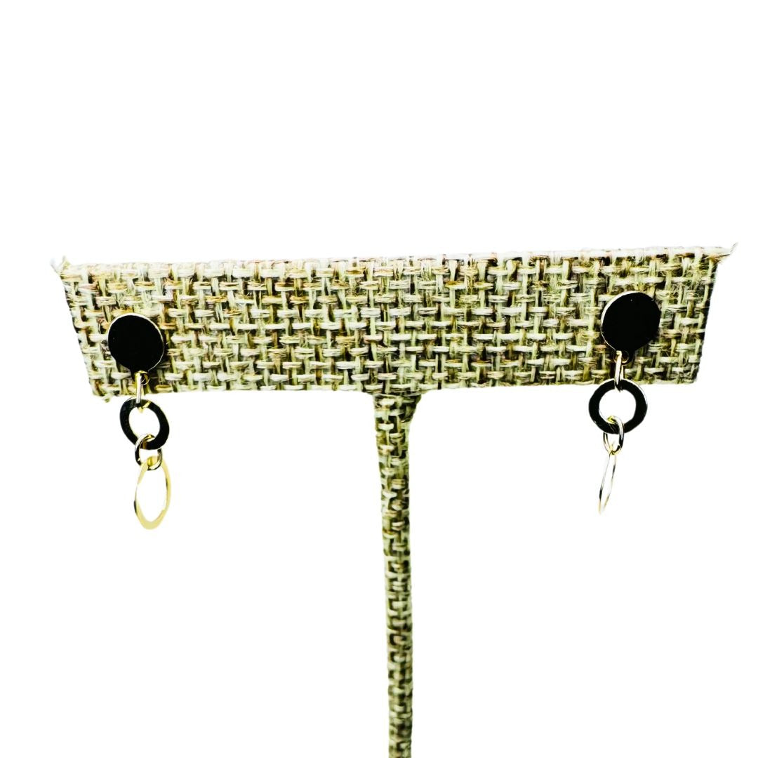 14k Gold Circle Cut Out Dangle Earrings