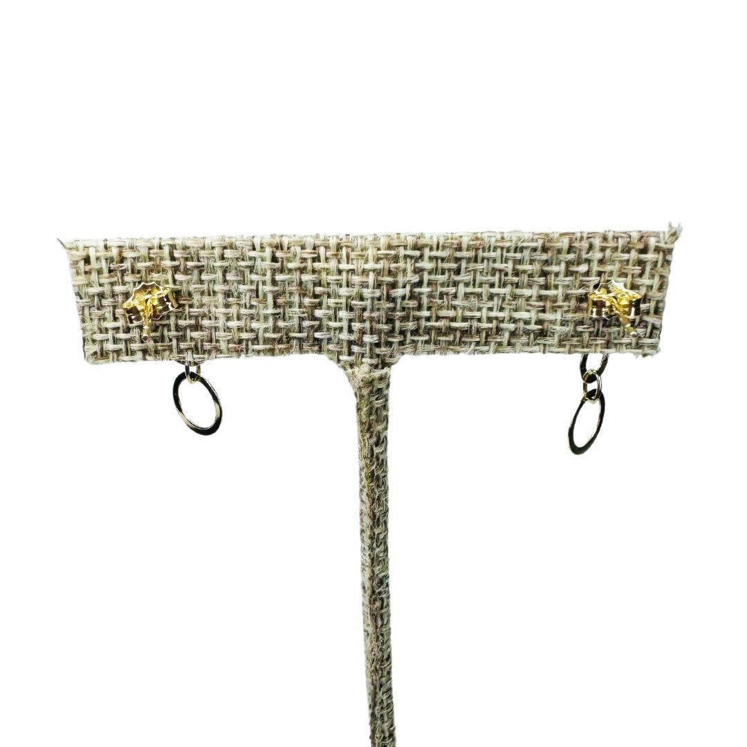 14k Gold Circle Cut Out Dangle Earrings