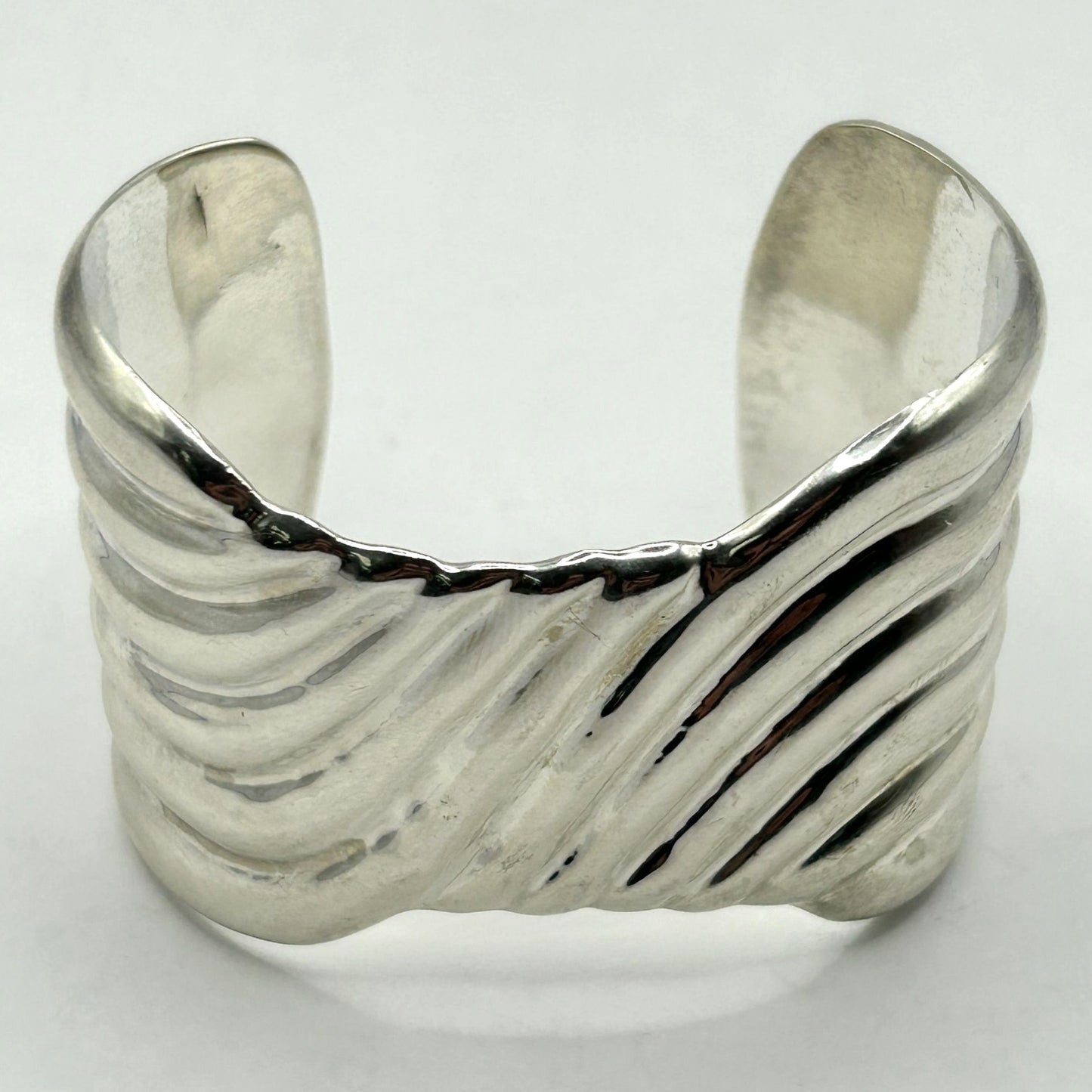 Los Ballesteros Heavy 925 Sterling Silver Modernist Cuff Bracelet