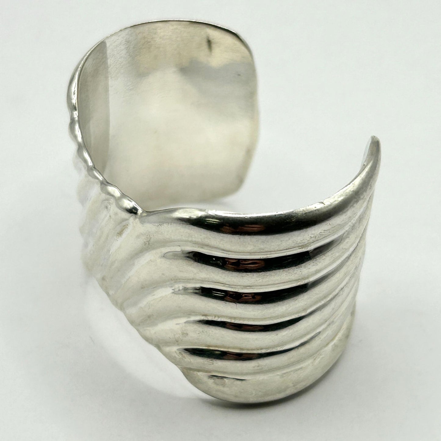 Los Ballesteros Heavy 925 Sterling Silver Modernist Cuff Bracelet