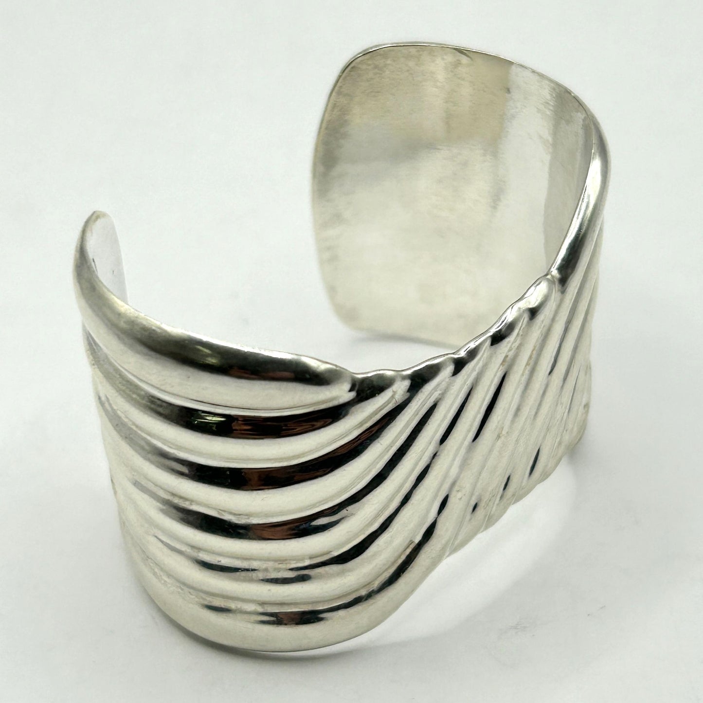 Los Ballesteros Heavy 925 Sterling Silver Modernist Cuff Bracelet