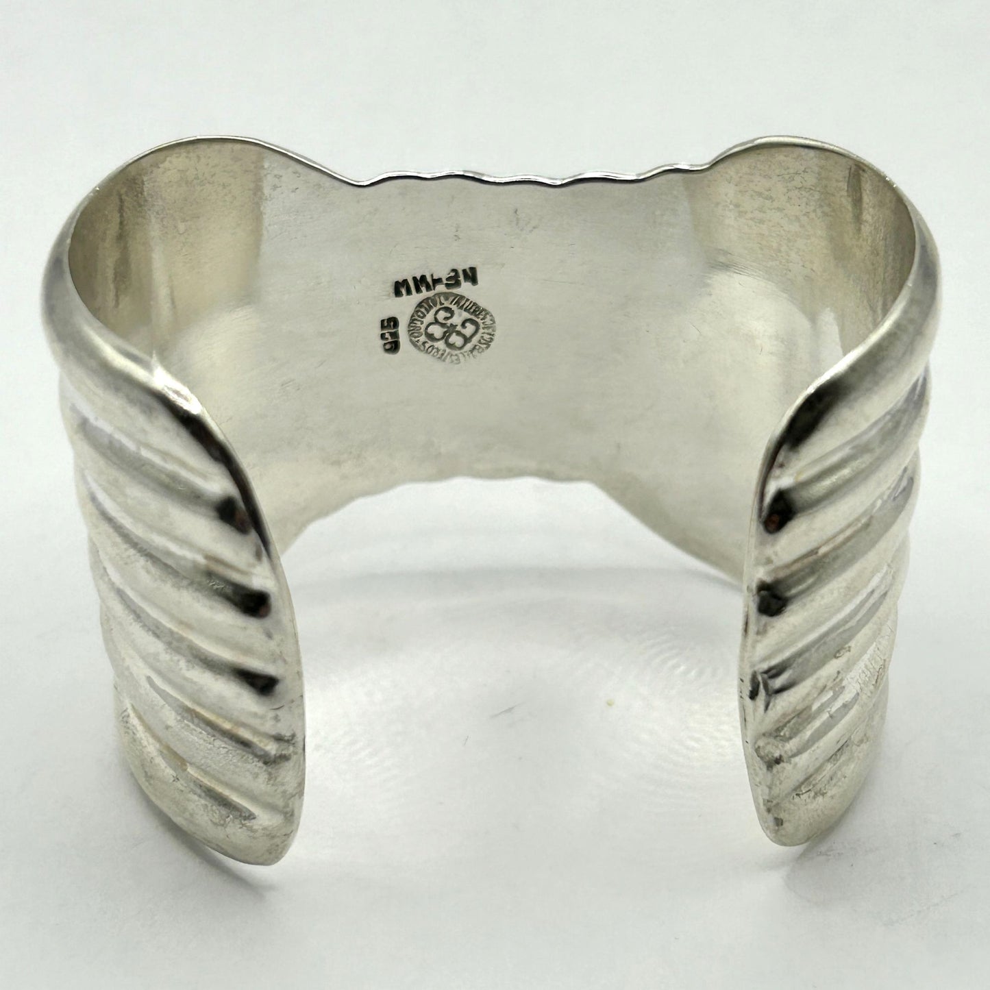Los Ballesteros Heavy 925 Sterling Silver Modernist Cuff Bracelet