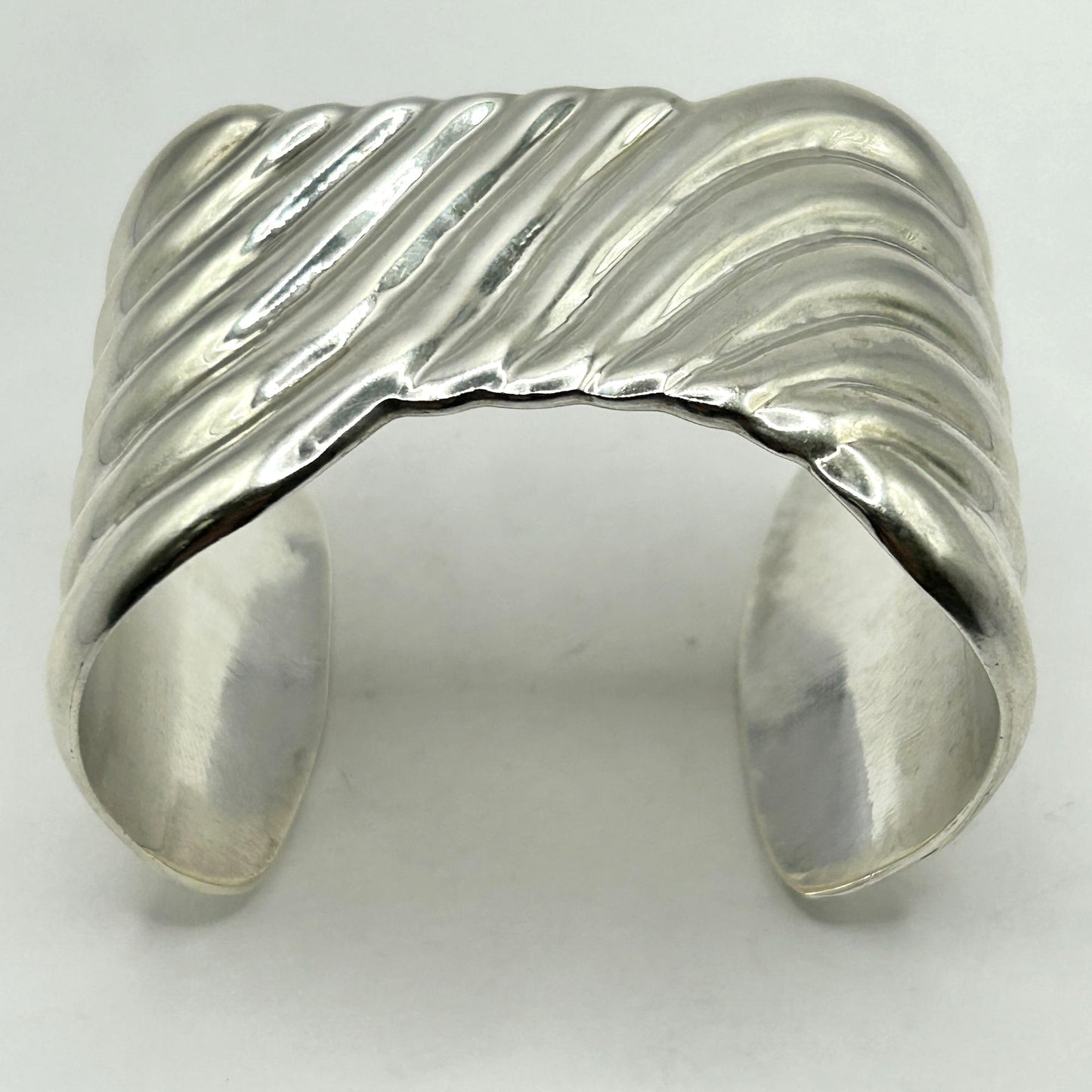 Los Ballesteros Heavy 925 Sterling Silver Modernist Cuff Bracelet