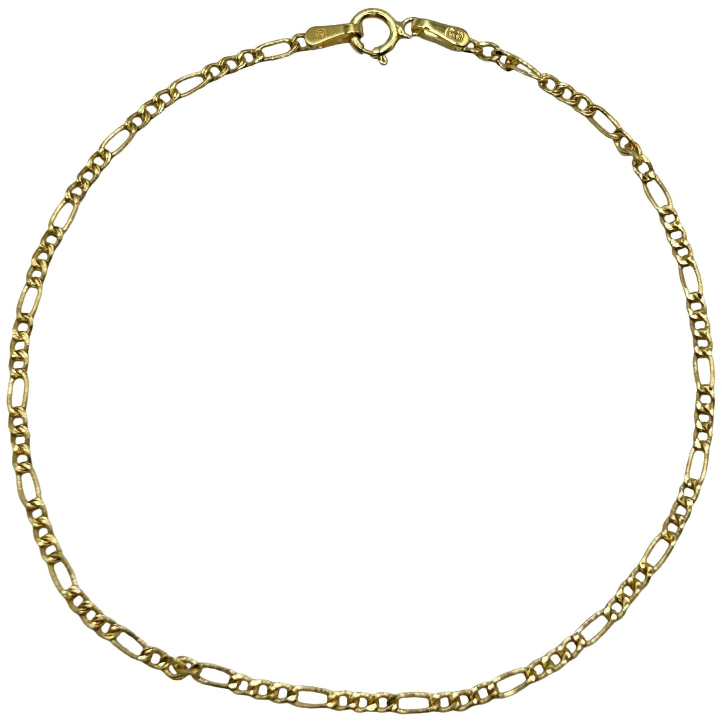 14k Yellow Gold Figaro 1.5mm Italy Bracelet - 7"