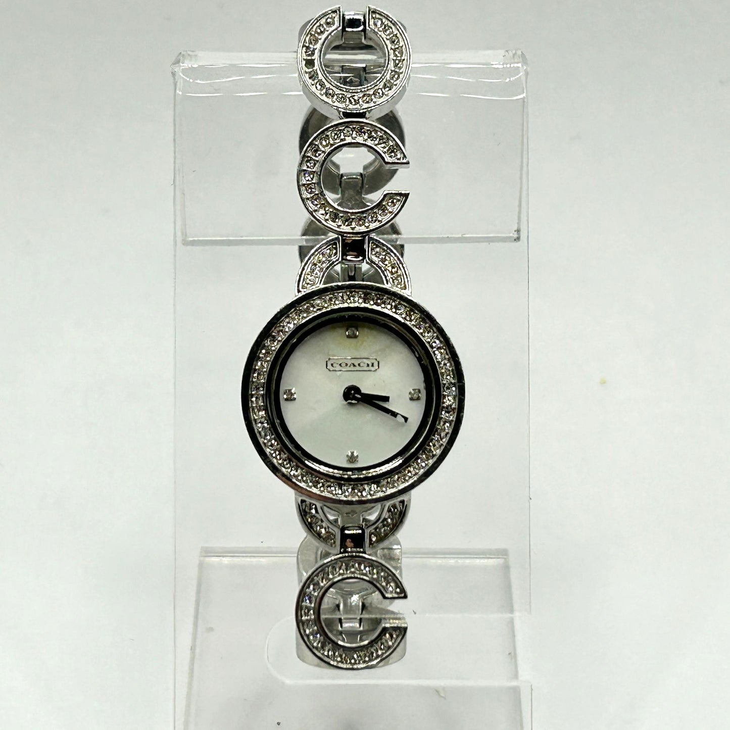 Authentic COACH Krisy Signature Alternating C-Link Silver Gold Watch