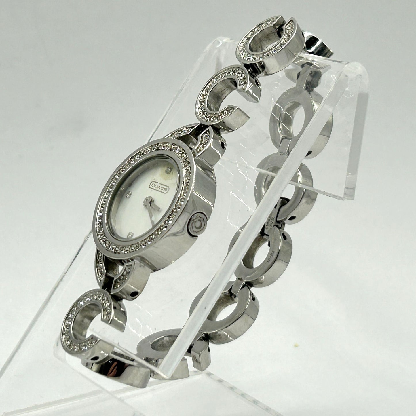 Authentic COACH Krisy Signature Alternating C-Link Silver Gold Watch