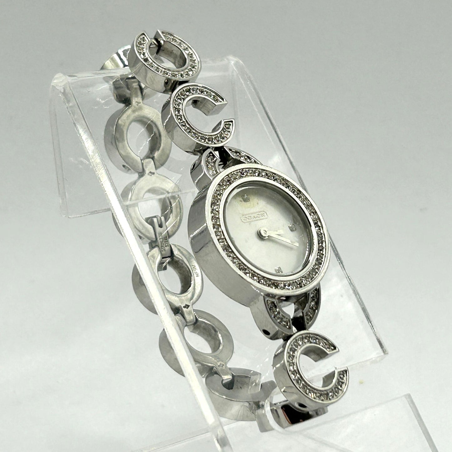 Authentic COACH Krisy Signature Alternating C-Link Silver Gold Watch