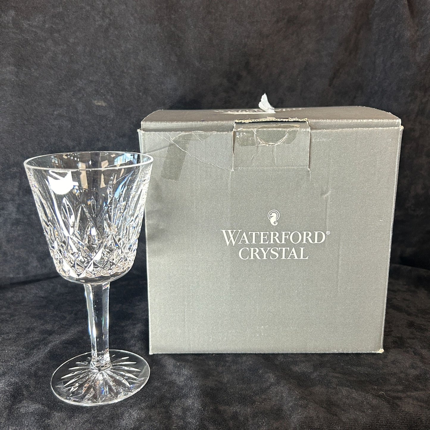 Waterford Lismore Claret Lead Crystal Wine Glasses Set of 4 Made in Ireland