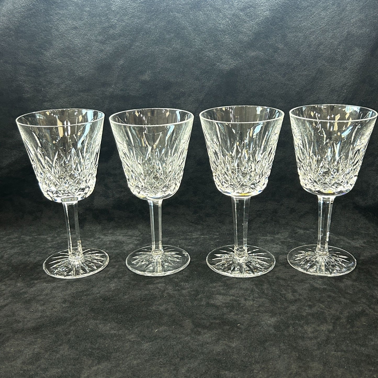 Waterford Lismore Claret Lead Crystal Wine Glasses Set of 4 Made in Ireland