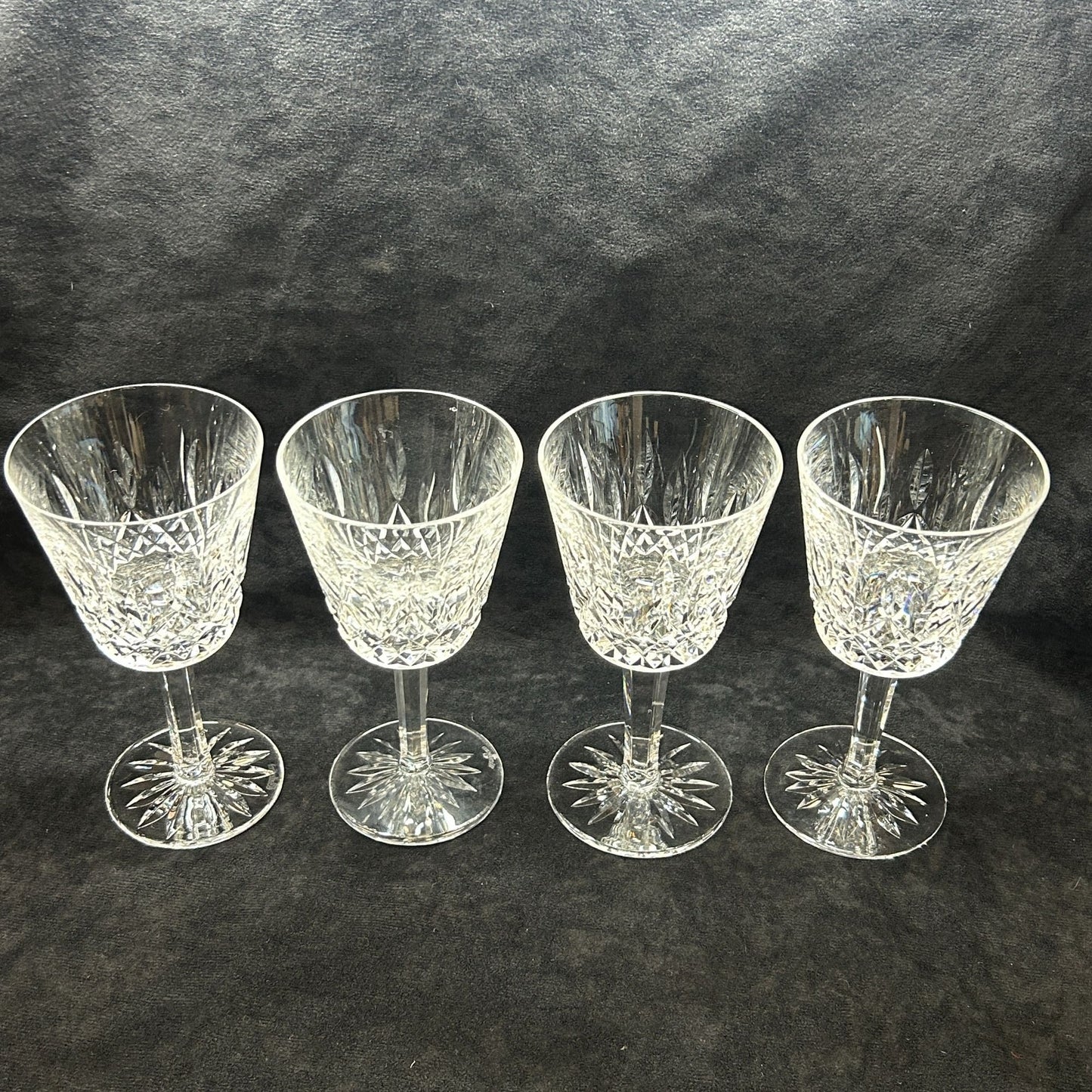 Waterford Lismore Claret Lead Crystal Wine Glasses Set of 4 Made in Ireland