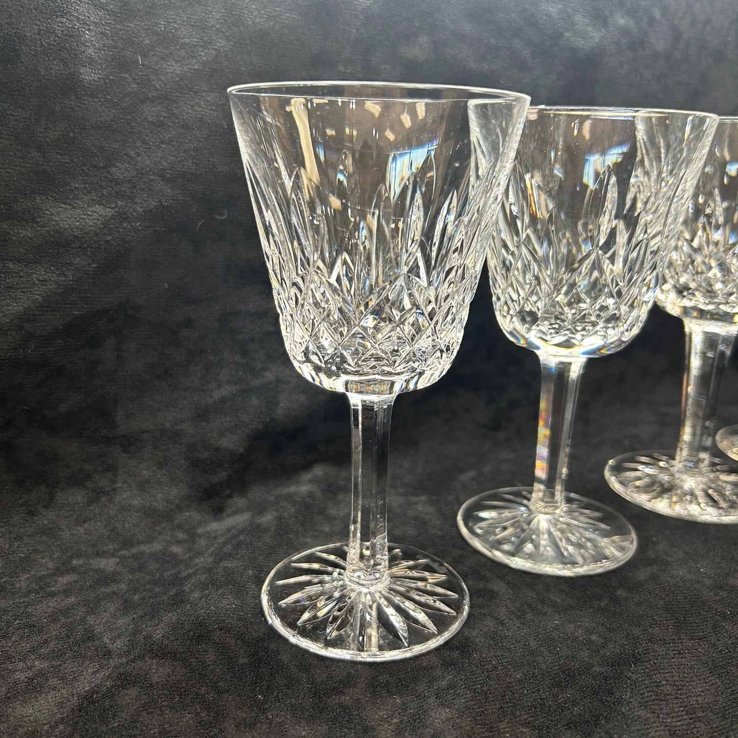 Waterford Lismore Claret Lead Crystal Wine Glasses Set of 4 Made in Ireland
