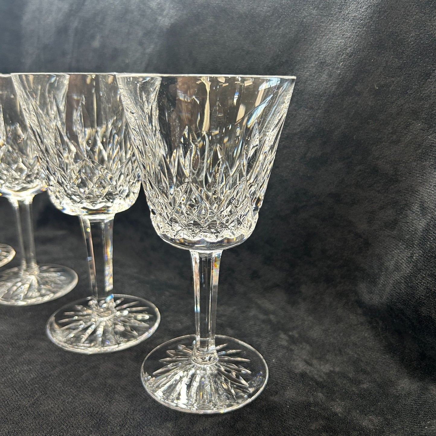 Waterford Lismore Claret Lead Crystal Wine Glasses Set of 4 Made in Ireland