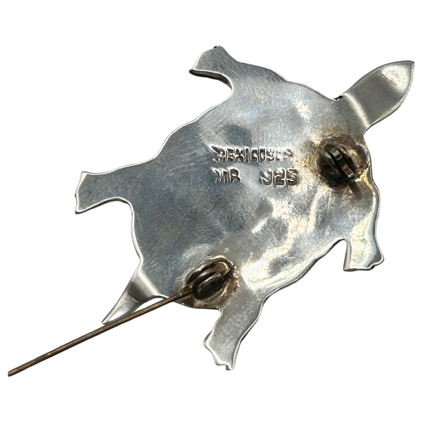 Vintage Taxco Sterling Silver Abalone Turtle Brooch Pin Handmade in Mexico