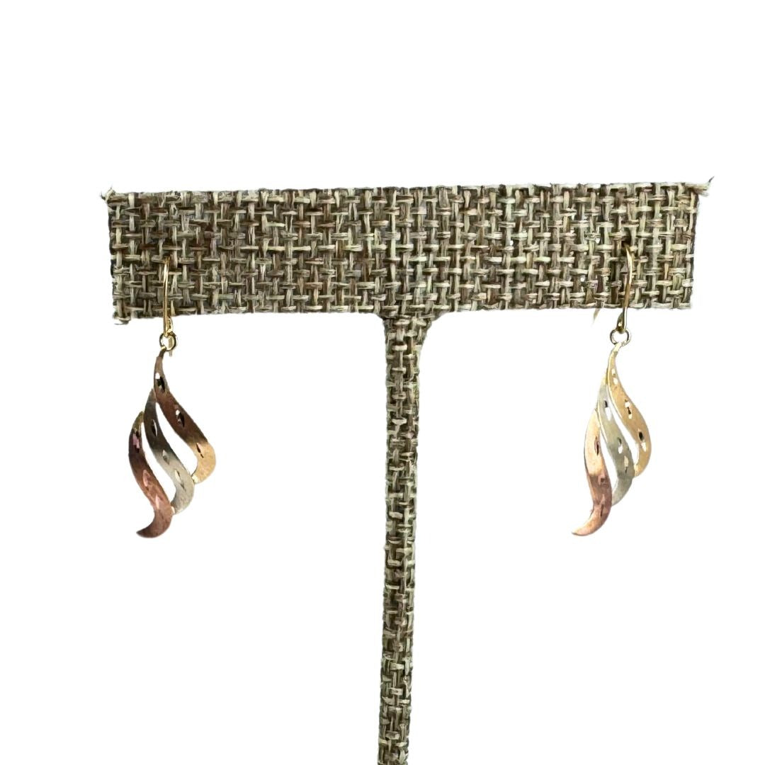 14k Tri-toned Yellow White Rose Gold Wing Earrings