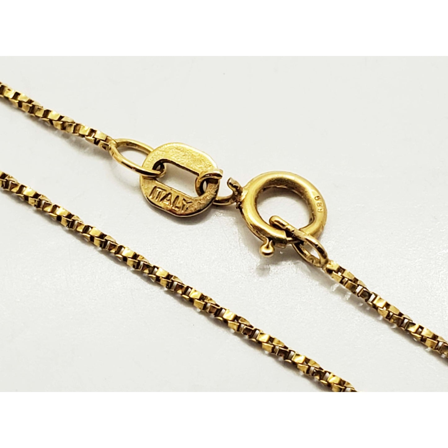 Thin Italian Twist Box Chain Necklace 14k Gold 25" Long