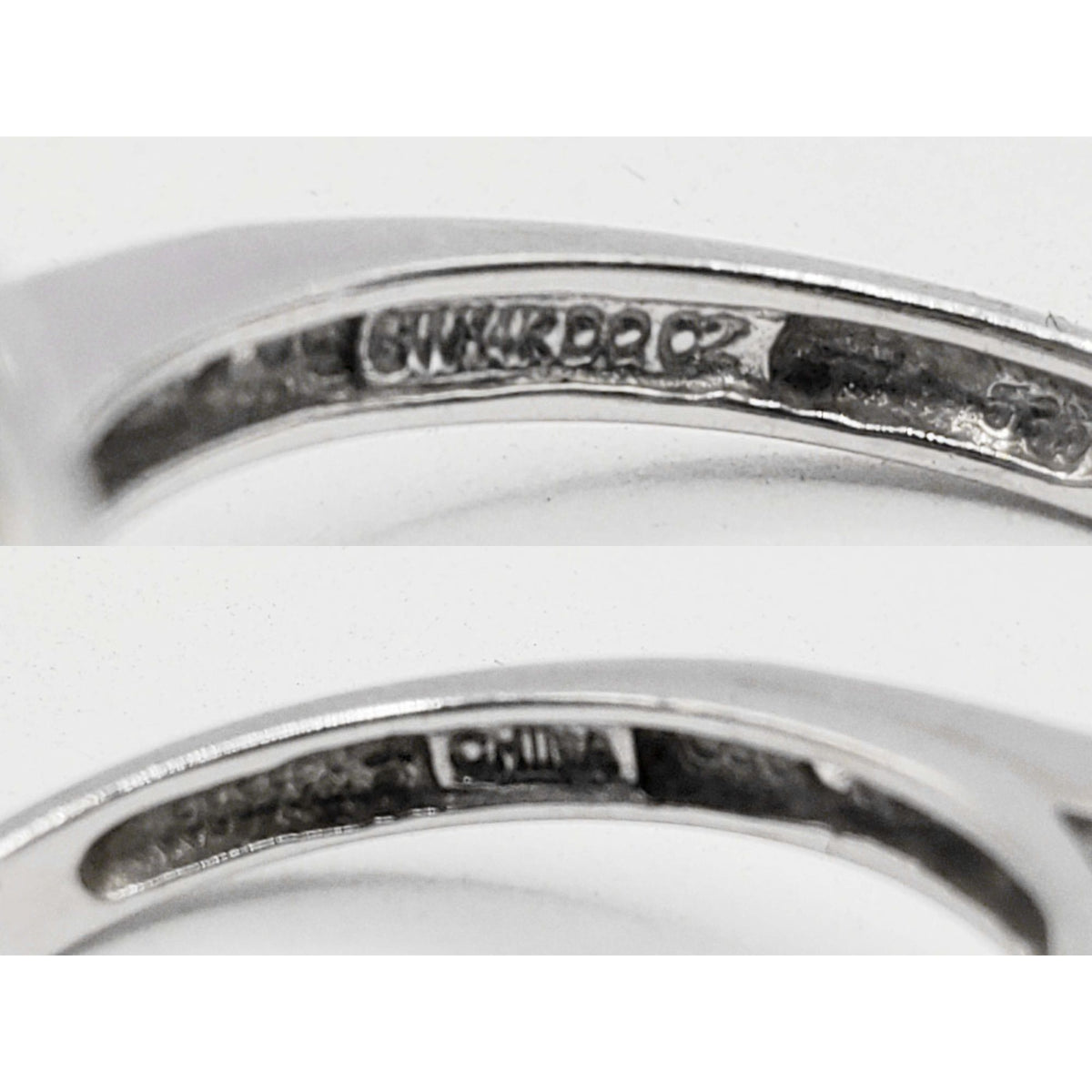 Oval CZ Halo Ring with Accents 14k White Gold Size 6