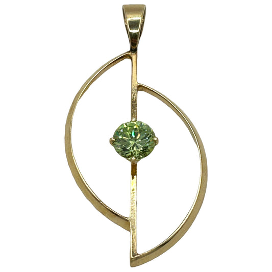 14k Gold Simulated Peridot Necklace Pendant 1.85" x 1"