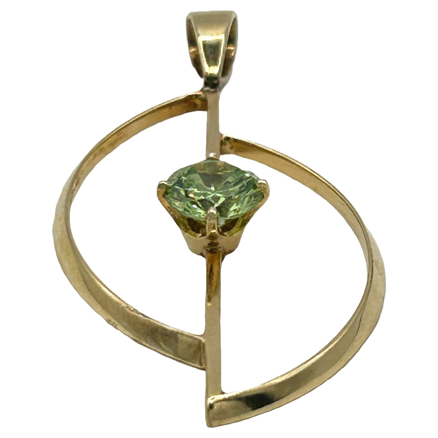 14k Gold Simulated Peridot Necklace Pendant 1.85" x 1"