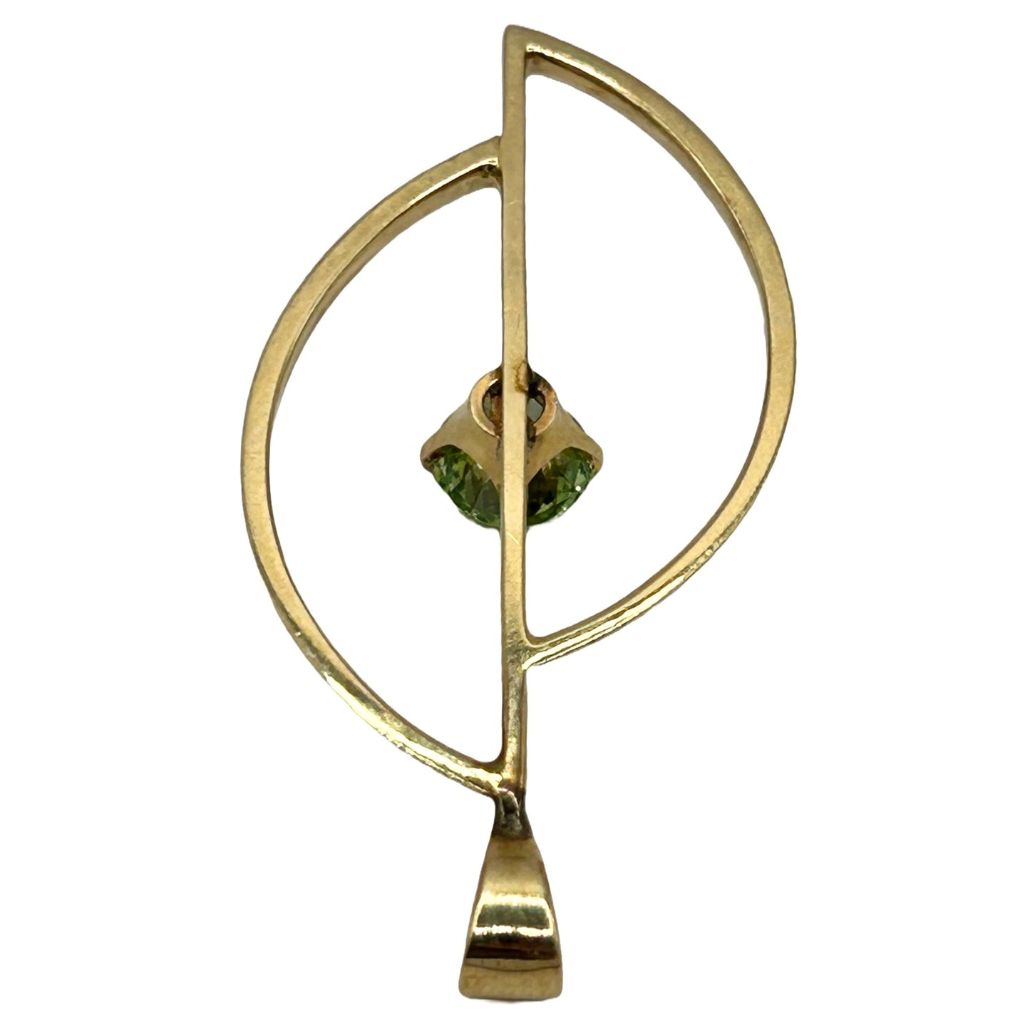 14k Gold Simulated Peridot Necklace Pendant 1.85" x 1"