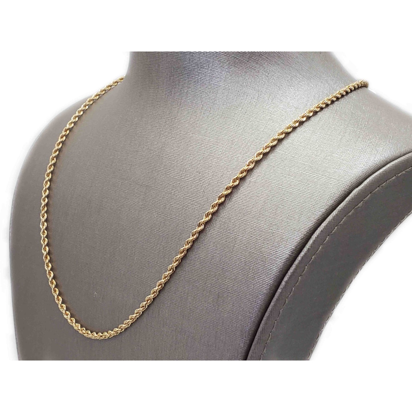 2.4mm Wide Rope Style Chain Necklace 14k Gold 20" Long