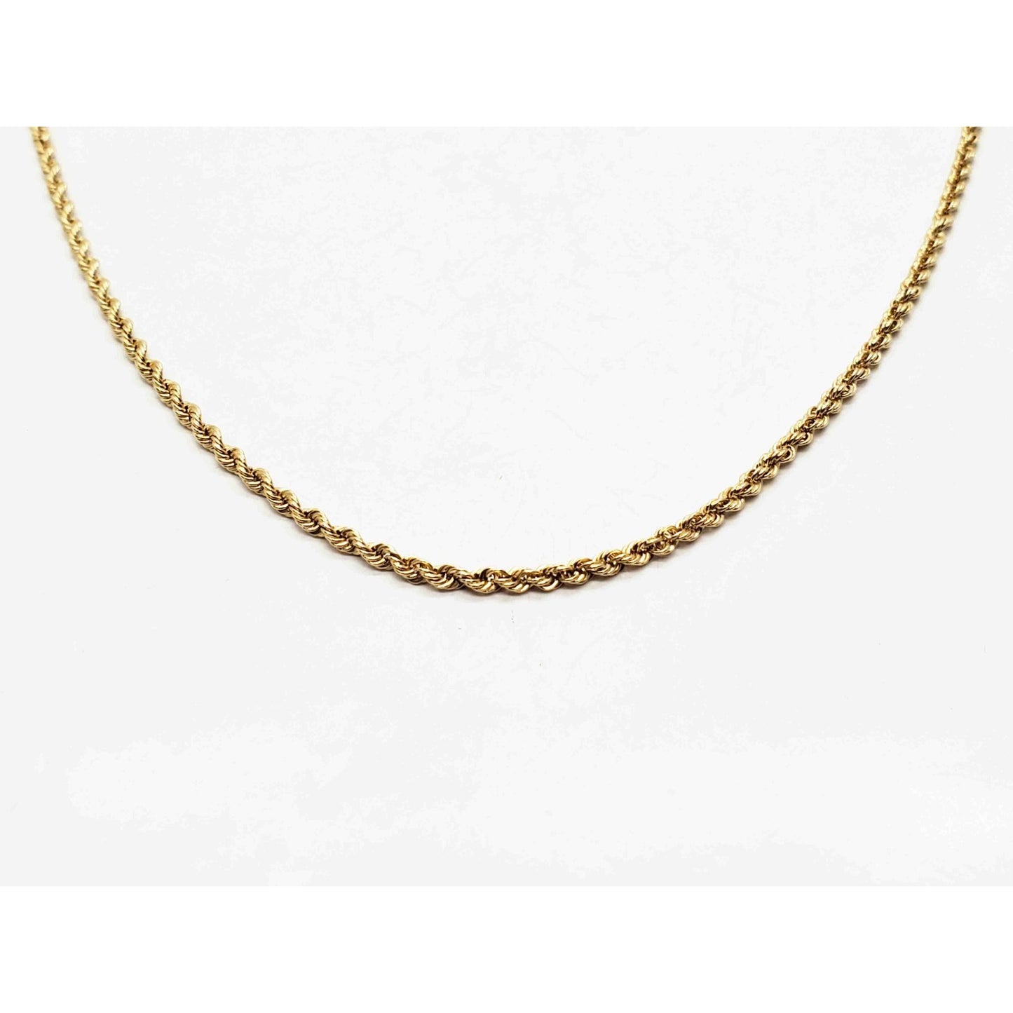 2.4mm Wide Rope Style Chain Necklace 14k Gold 20" Long