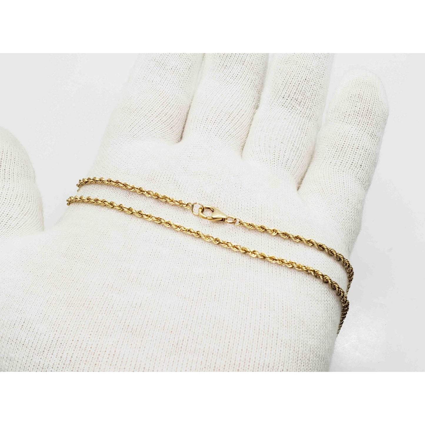 2.4mm Wide Rope Style Chain Necklace 14k Gold 20" Long