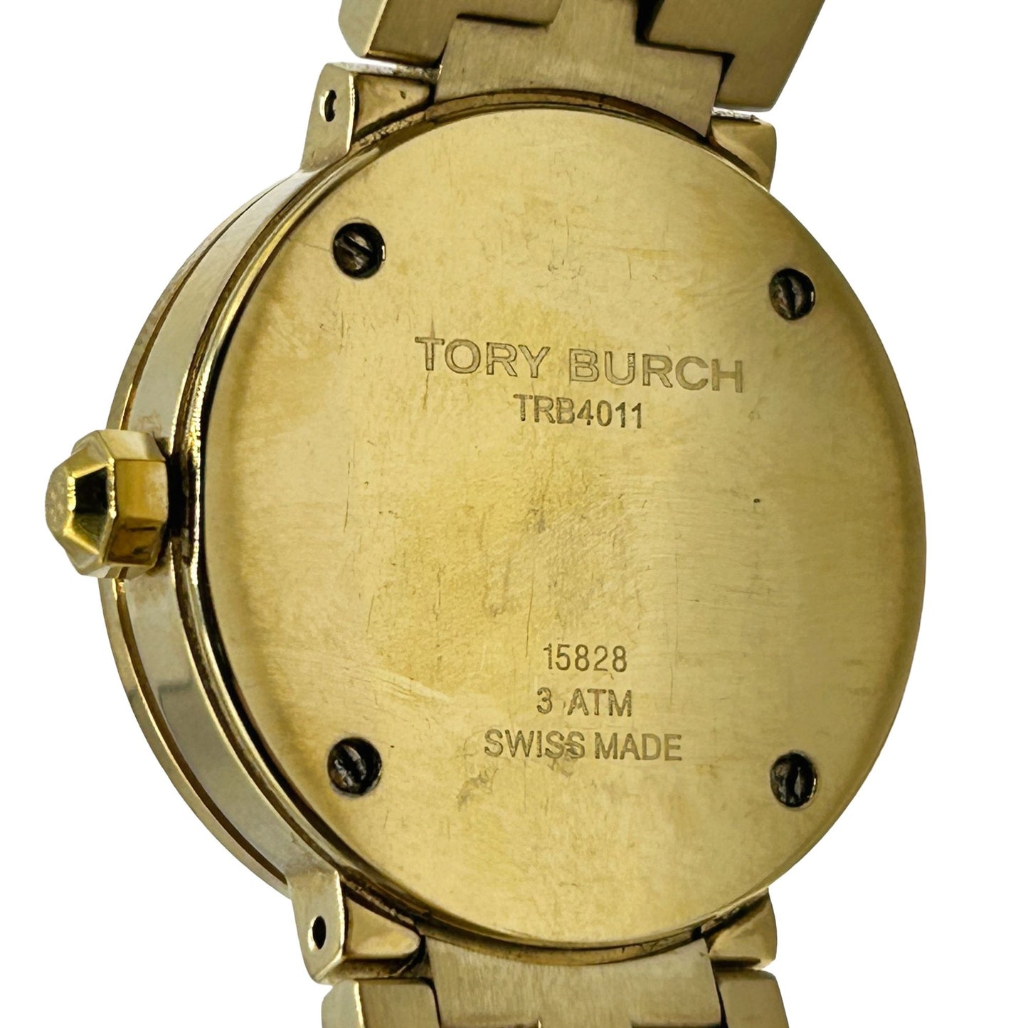 Tory Burch Reva Gold Toned Steel White Dial Quartz Ladies Watch TRB4011