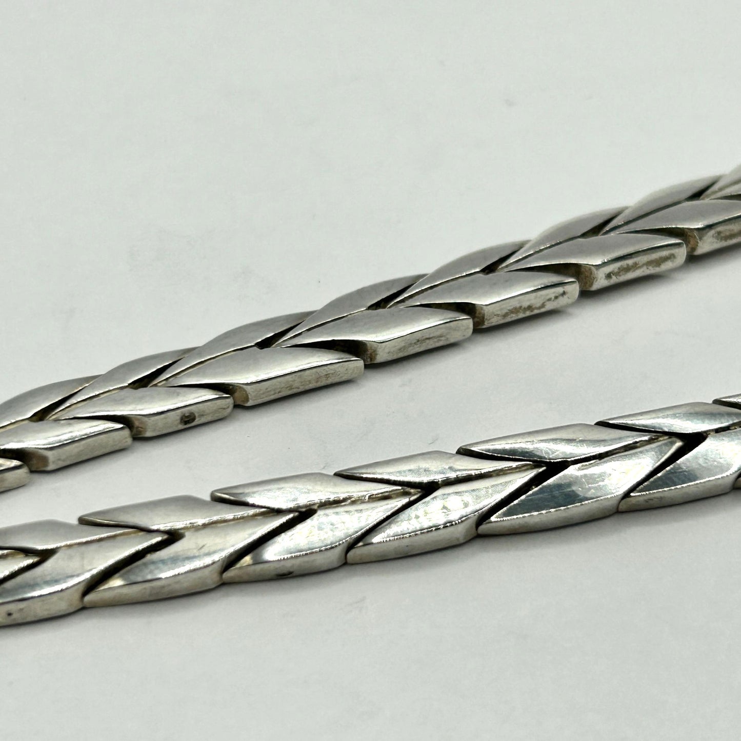 925 Sterling Silver Vintage Mexico Arrow Link 16.5" Necklace 68g