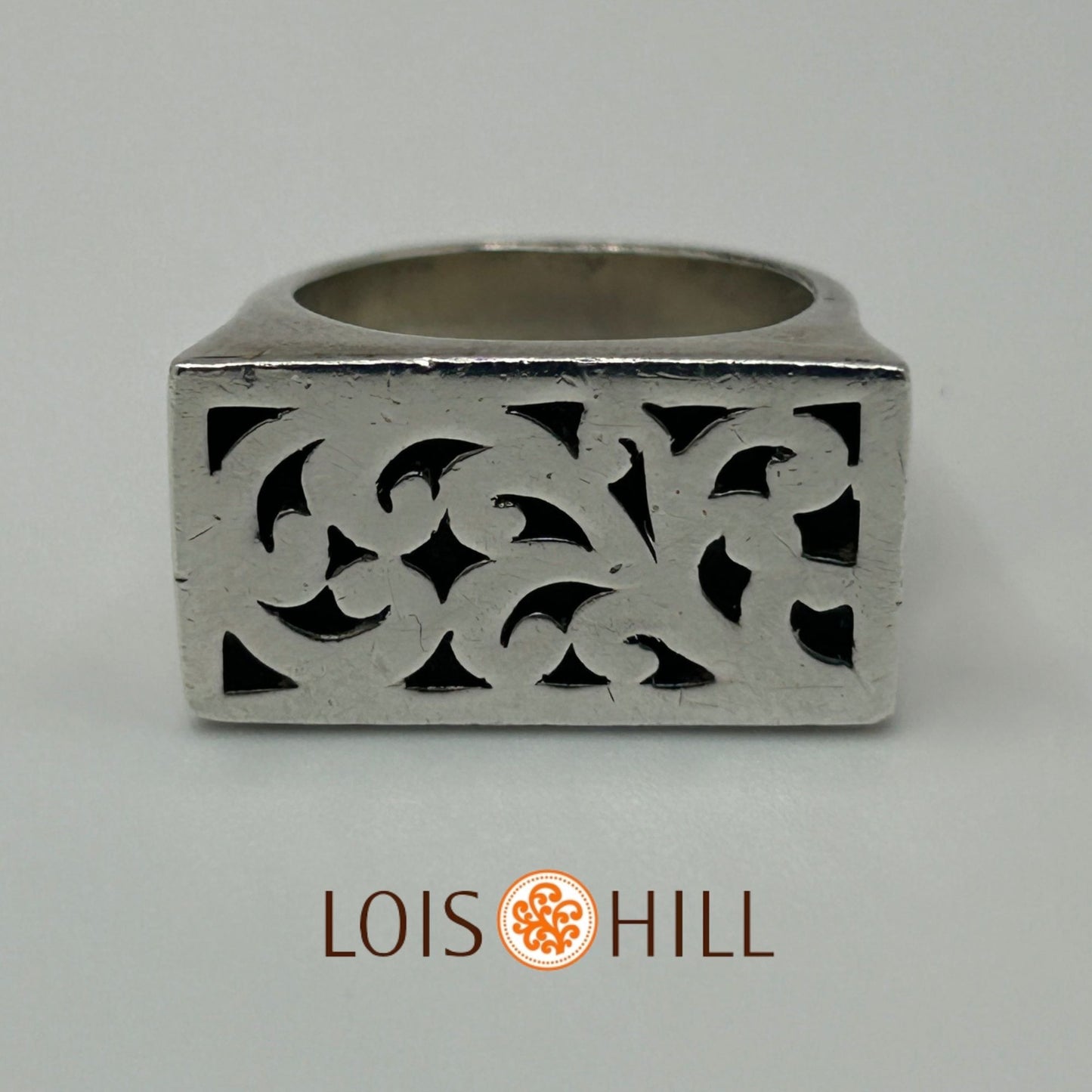 Lois Hill Scrolled Sterling Silver Chunky Ring Size 7.5