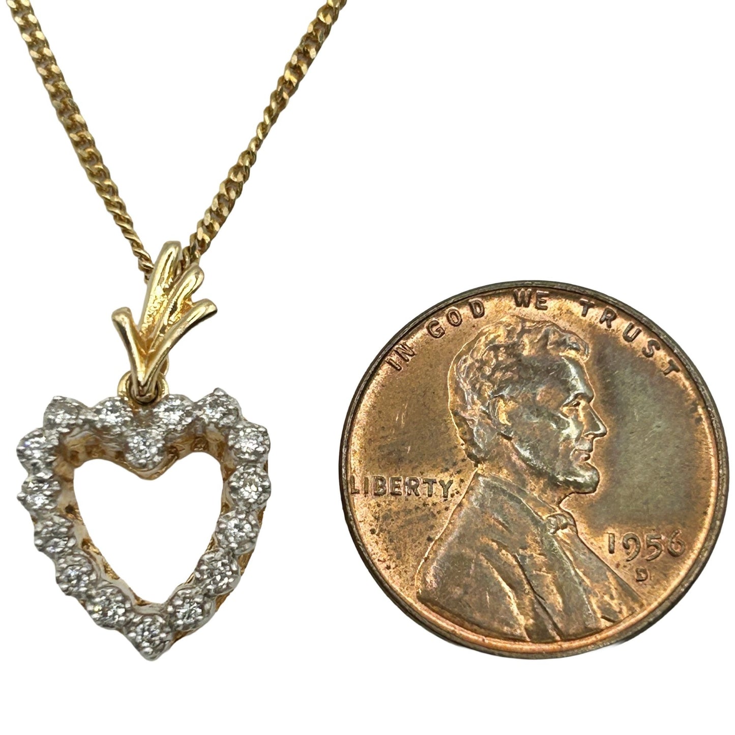 0.32cttw Diamond Heart Shaped Pendant on 20" 14k Yellow Gold Chain