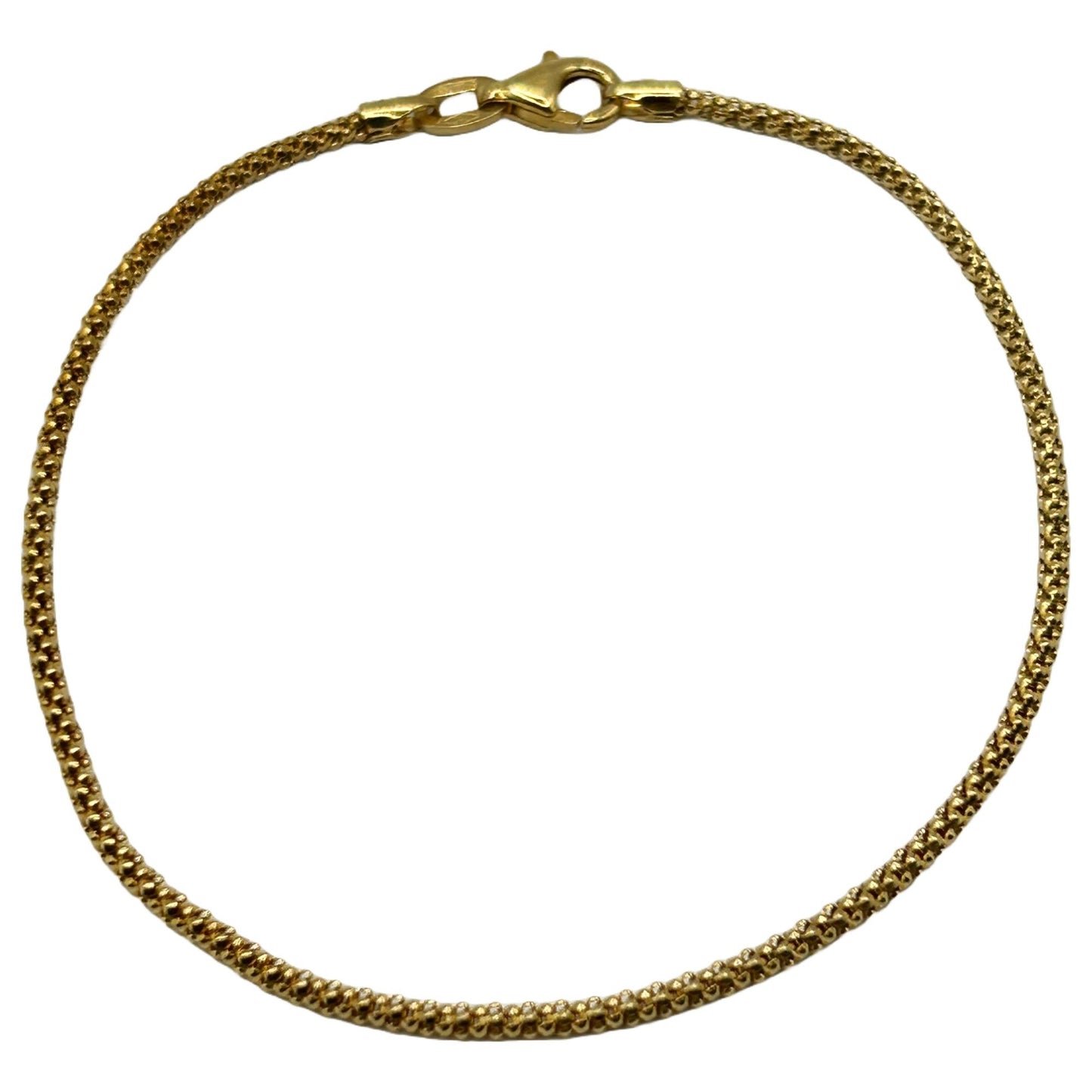 18k Gold Italy Popcorn Mesh Bracelet 2mm x 7.6" Long - Lobster Clasp